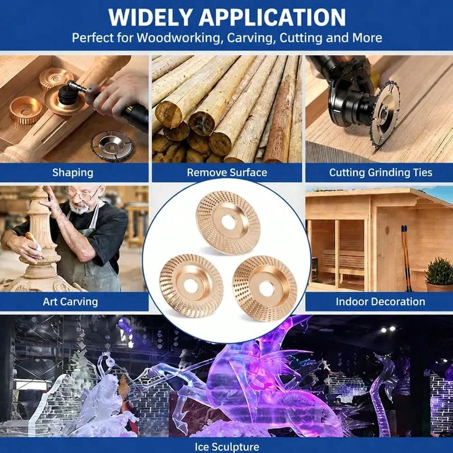 Angle Grinder Polishing Pad, Heavy-Duty Wood Carving Disc Set, Tungsten Carbide Sanding Discs, Tungsten Carbide Grinding Wheel Wood Carving, Tungstens Carbide Wheel Cuts Wood, For Polishing Buffing