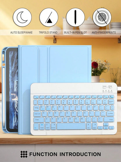 Apple Keyboard Case Compatible With IPad Protective Cover, Supports Automatic Sleep/Wake Lid Writing Tablet Case Detachable Wireless Bluetooth Keyboard Battery 150 MAh, Slim Lightweight Stand Cover Wi