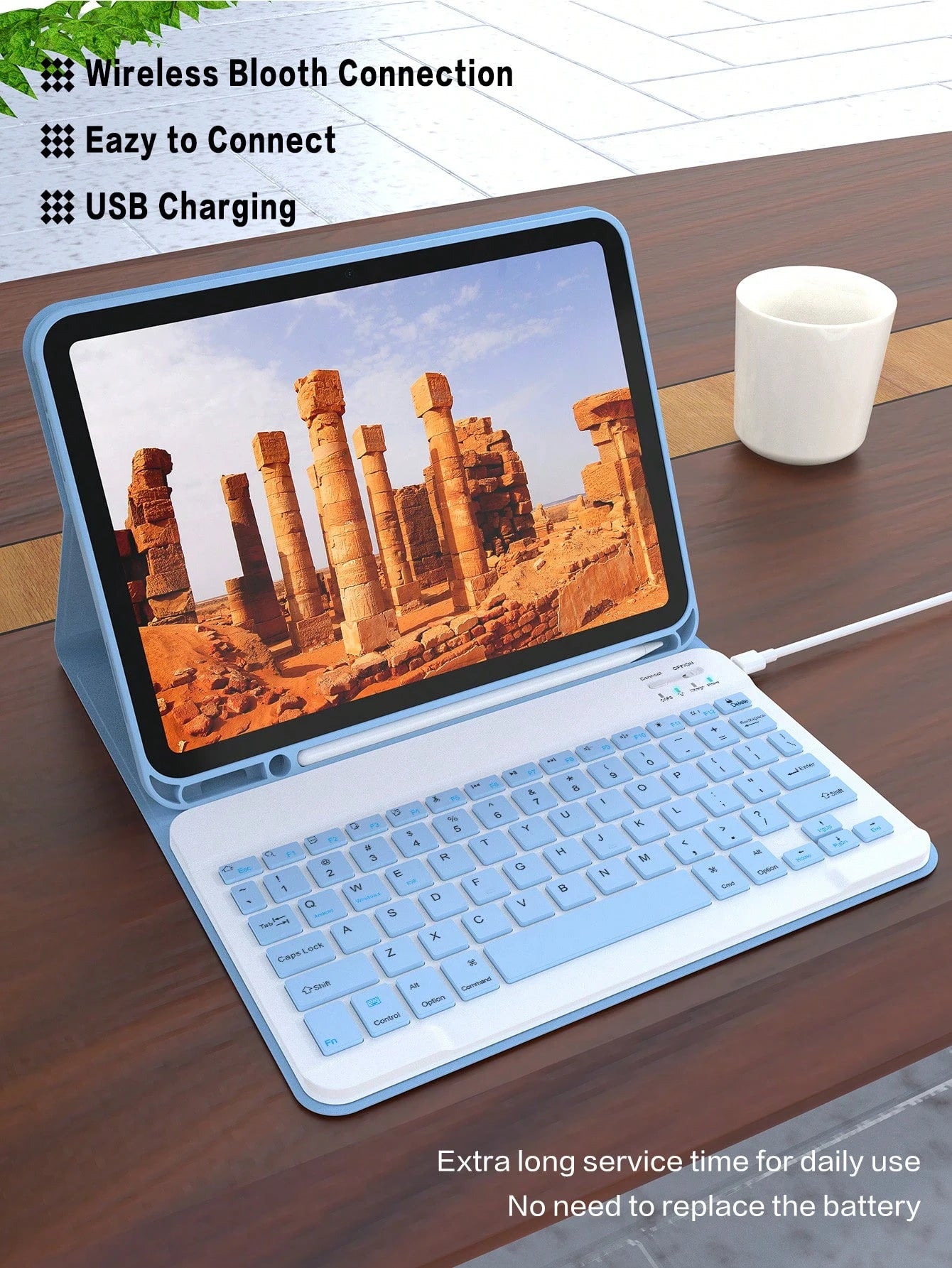 Apple Keyboard Case Compatible With IPad Protective Cover, Supports Automatic Sleep/Wake Lid Writing Tablet Case Detachable Wireless Bluetooth Keyboard Battery 150 MAh, Slim Lightweight Stand Cover Wi