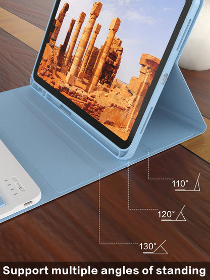 Apple Keyboard Case Compatible With IPad Protective Cover, Supports Automatic Sleep/Wake Lid Writing Tablet Case Detachable Wireless Bluetooth Keyboard Battery 150 MAh, Slim Lightweight Stand Cover Wi