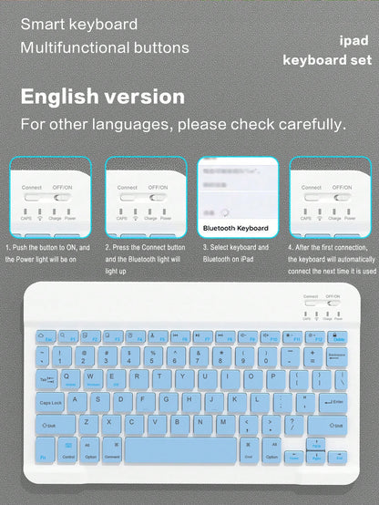 Apple Keyboard Case Compatible With IPad Protective Cover, Supports Automatic Sleep/Wake Lid Writing Tablet Case Detachable Wireless Bluetooth Keyboard Battery 150 MAh, Slim Lightweight Stand Cover Wi