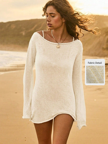 Aralina Resort Lightweight Semi Sheer Vacation Knit Beach Dress