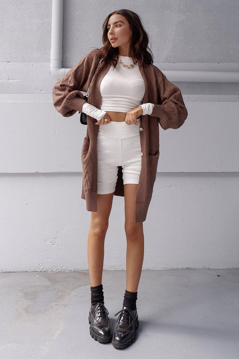 Ariel Knit Cardigan - Chocolate - JAUS