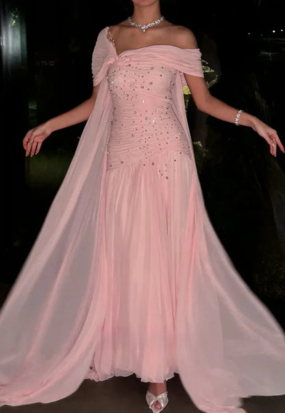 Asymmetrical Beaded Pleated Sleeveless A-Line Prom Dresss,AST2308