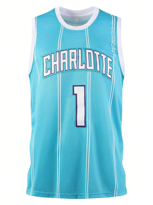 Atonmore 1 Pc Men's Basketball Jersey, Green, Embroidered Stitched Basketball Vest, Sleeveless Sports Top Spring Fall