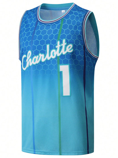Atonmore 1 Pc Men's Basketball Jersey, Green, Embroidered Stitched Basketball Vest, Sleeveless Sports Top Spring Fall
