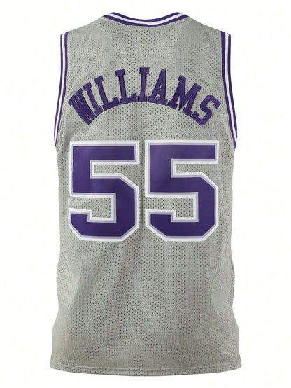 Atonmore Men's Basketball Jersey, No. 55 Black, Embroidered Stitched Basketball Top, Sleeveless Tank