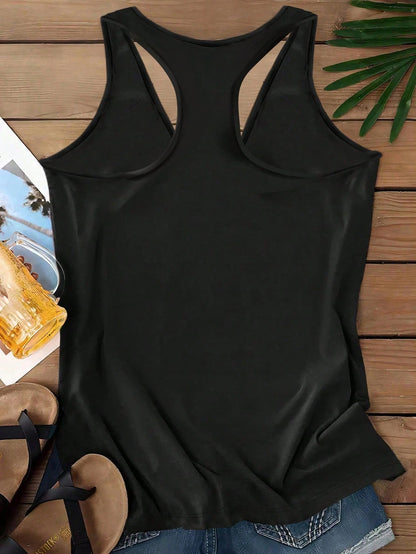 Attitoon Music Festival Skull Print Casual Minimal Camisole Tank Top For Plus Size, Summer Back To School
