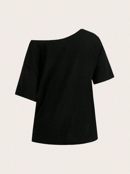 Attitoon Summer Casual Minimalist Drop Shoulder Women's T-Shirt Plus Size Women's T-Shirt Suitable For Summer Suitable For Music Festivals