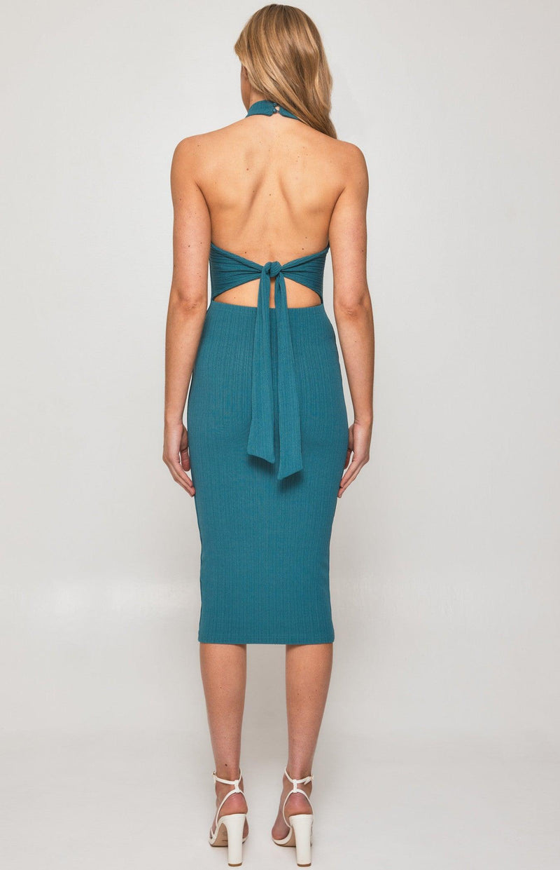 Aubree Halter Dress - Blue - JAUS