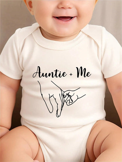 Auntie+Me Print Funny Newborn Clothes 100% Cotton Triangle Jumpsuit, Casual Comfortable Short Sleeve Baby Romper