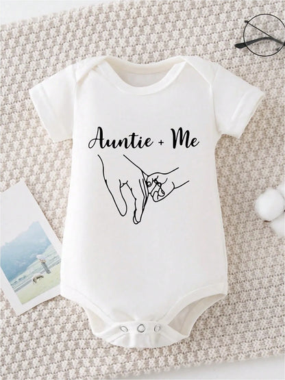Auntie+Me Print Funny Newborn Clothes 100% Cotton Triangle Jumpsuit, Casual Comfortable Short Sleeve Baby Romper