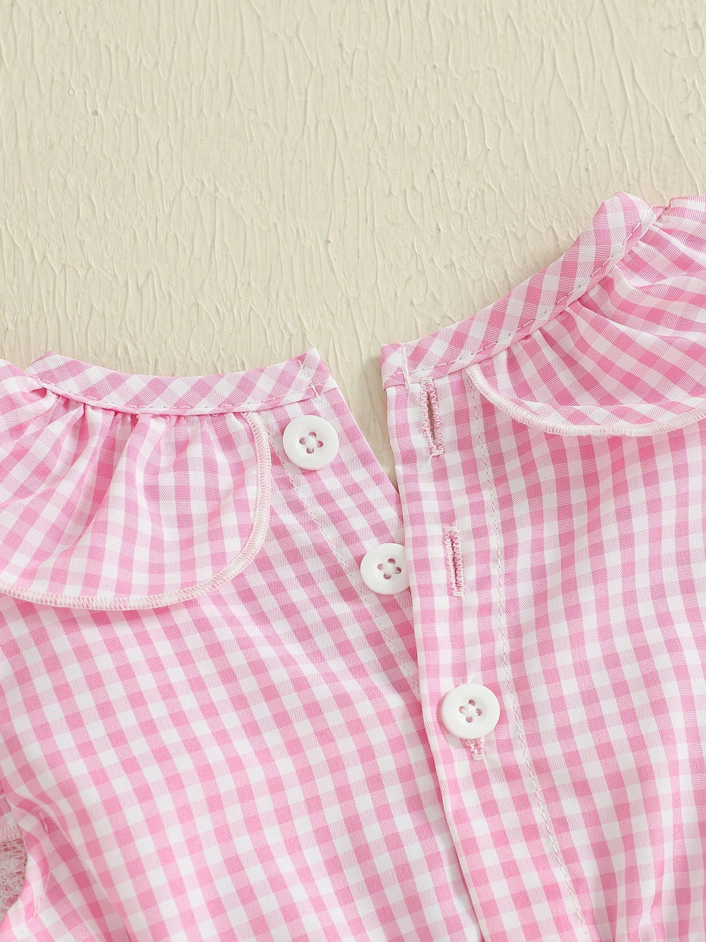 Aunties Bestie Baby Girl Clothes Aunt Saying Letter Embroidery Smocked Bubble Romper One-Piece Ruffle Plaid Bodysuit