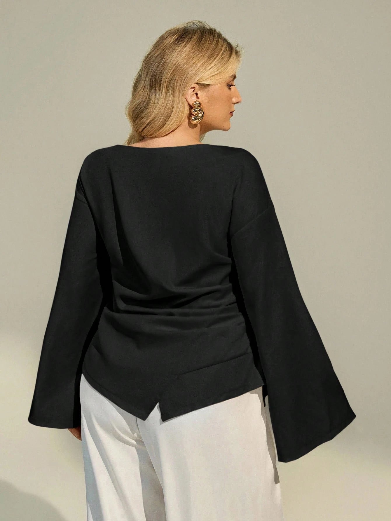 Auralis Plus Size Women Solid Color Long Sleeve Fitted Tops/ Brown Long Sleeve Top Brown Blouses For Women Chocolate Brown Top Coffee Brown Top Spring Fall