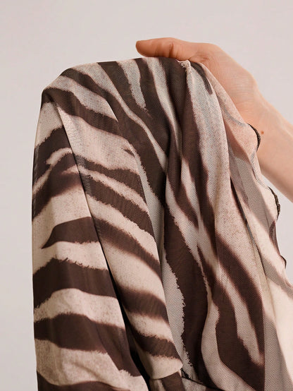 Avantive Brown Chic Summer Club Night Animal Print Off-The-Shoulder Strappy Sleeveless Short Dress Women's Spring Break Valentine's Day Open Back Outfit