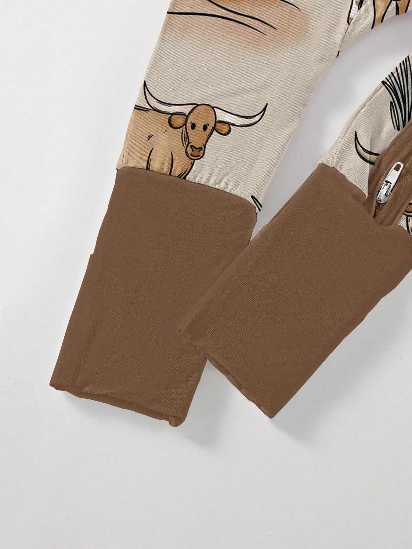 Baby Bamboo Fiber Zip-Up, Cow Print Romper, All-Season Knit Fabric Skinny Fit With Zipper Detail, Boy Baby Girl Clothes, Perfect For Outdoor