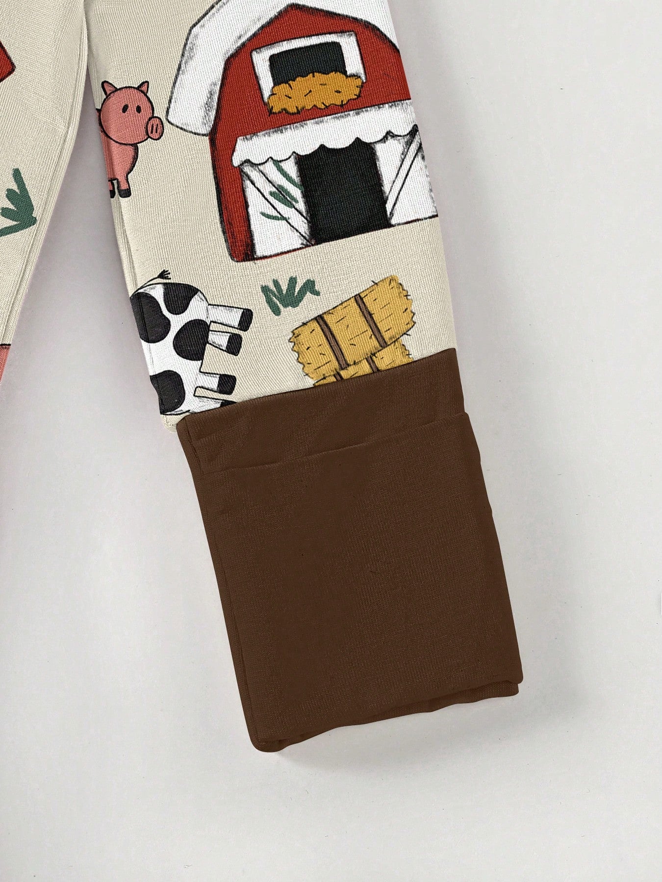 Baby Bamboo Fiber Zip-Up, Farm Animal Pig Cow Print Romper, All-Season Knit Fabric Skinny Fit With Zipper Detail, Boy Girl Baby Clothes, Perfect For Outdoor
