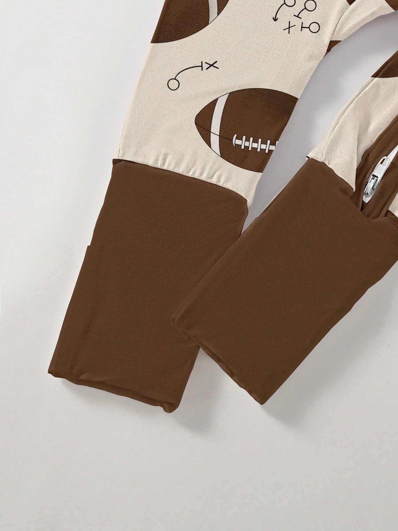 Baby Bamboo Fiber Zip-Up, Football Print Romper, All-Season Knit Fabric Skinny Fit With Zipper, Boy Baby Girl Clothes, Perfect For Outdoor