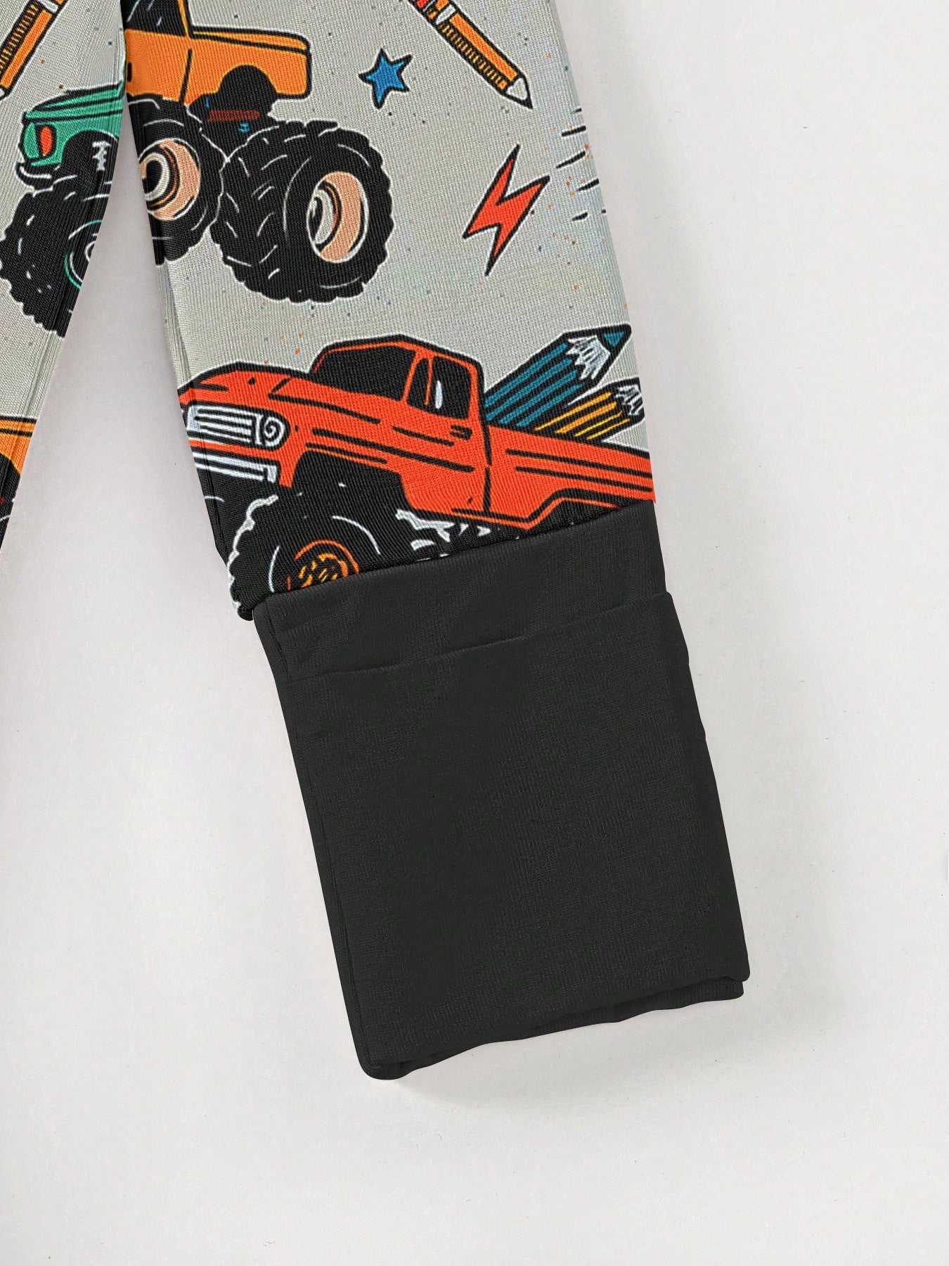 Baby Bamboo Fiber Zip-Up, Motocross Print Romper, All-Season Knit Fabric Skinny Fit With Zipper Detail, Baby Girl Autumn Clothes, Perfect For Outdoor Baby Boy Gift.