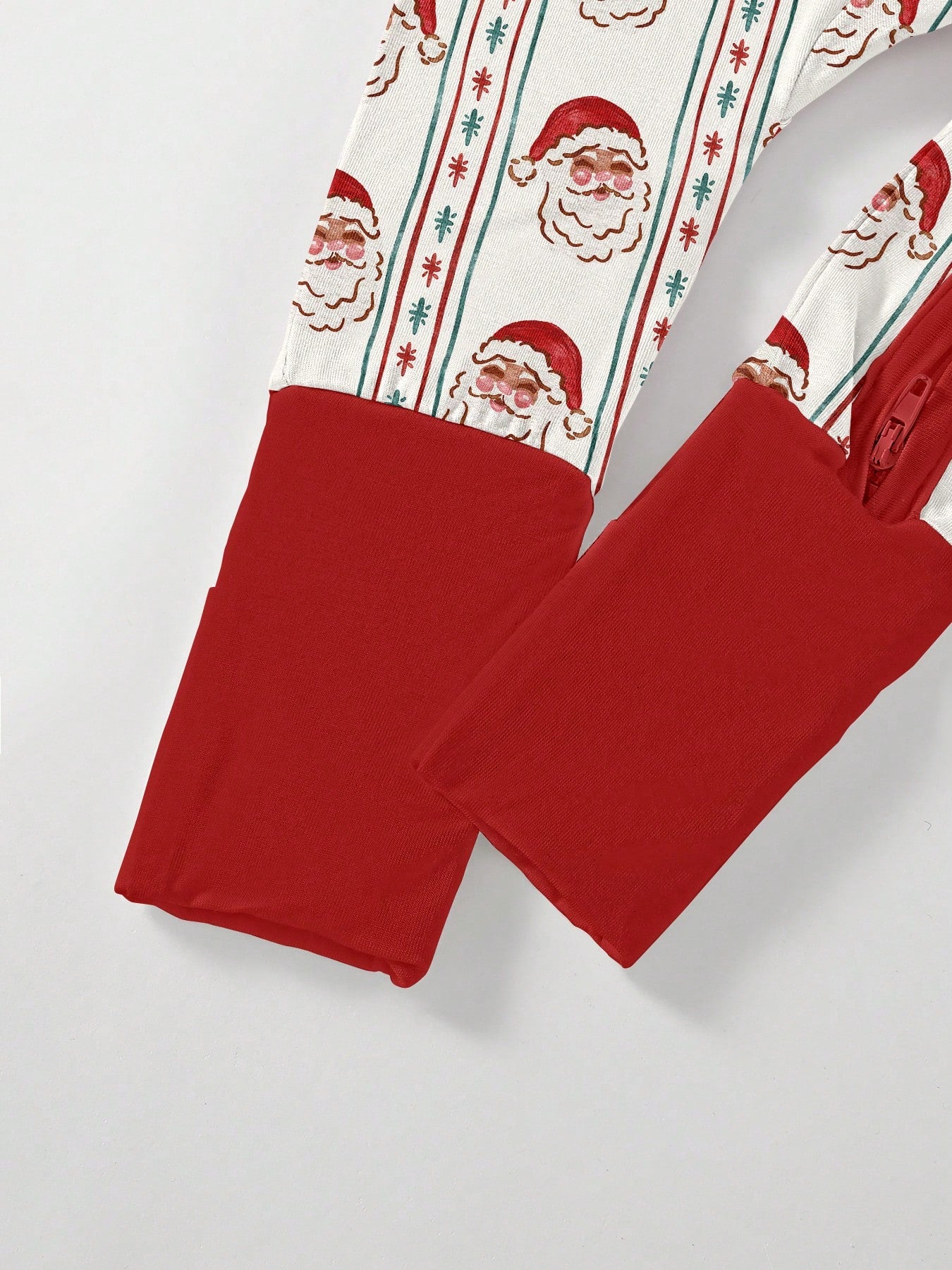 Baby Bamboo Fiber Zip-Up, Santa Claus Print Romper, All-Season Knit Fabric Skinny Fit With Zipper Detail, Baby Girl Boy Autumn Clothes, Perfect For Outdoor Christmas Gift.