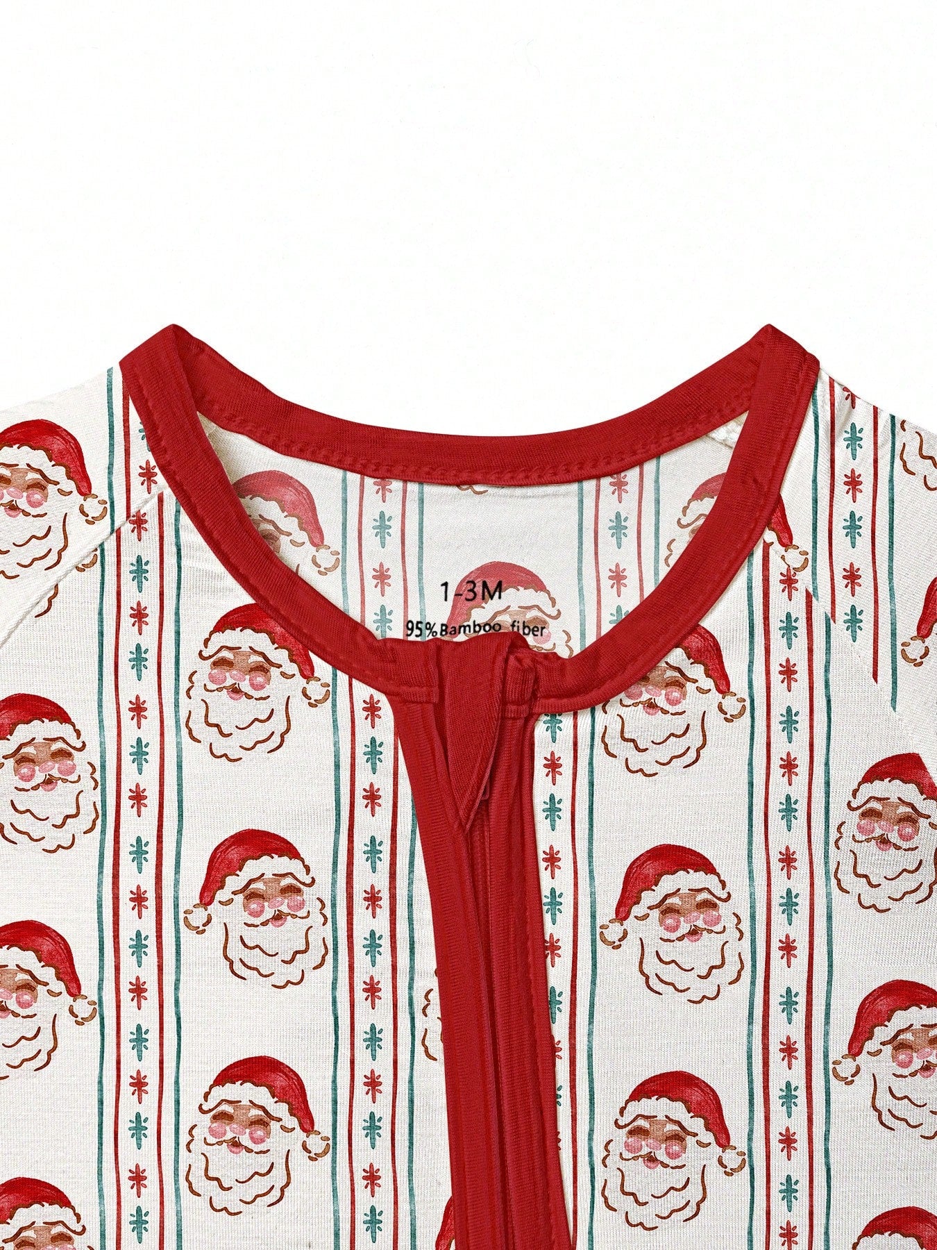 Baby Bamboo Fiber Zip-Up, Santa Claus Print Romper, All-Season Knit Fabric Skinny Fit With Zipper Detail, Baby Girl Boy Autumn Clothes, Perfect For Outdoor Christmas Gift.
