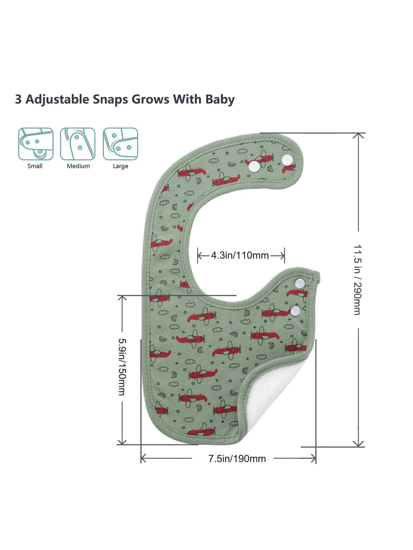 Baby Bibs Super Soft Absorbent With Adjustable Snap For Baby Boys And Girls 10 Pack