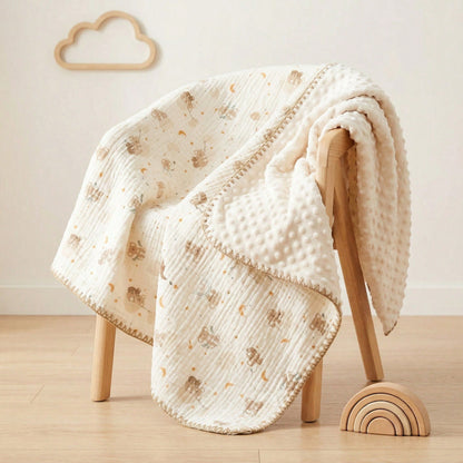 Baby Blanket For Boys Girls, Double Layer Soft Cotton Muslin Baby Blanket, 40" X 40" Lightweight Soft Crib Swaddle Blanket For Newborn Unisex