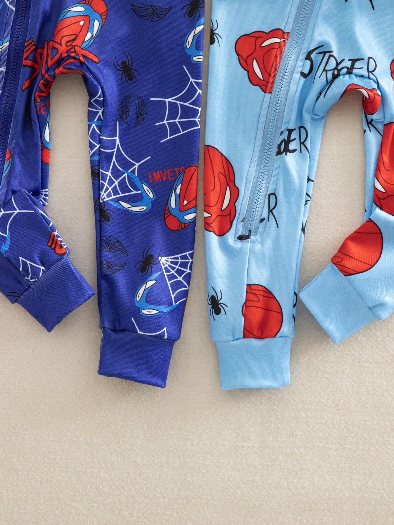 Baby Boy Autumn/Winter Knitted Fun Tech Robot Blue Colorblock 2-Piece Set, Fitted Crew Neck Zip-Up Long Sleeve Long Jumpsuit Loungewear