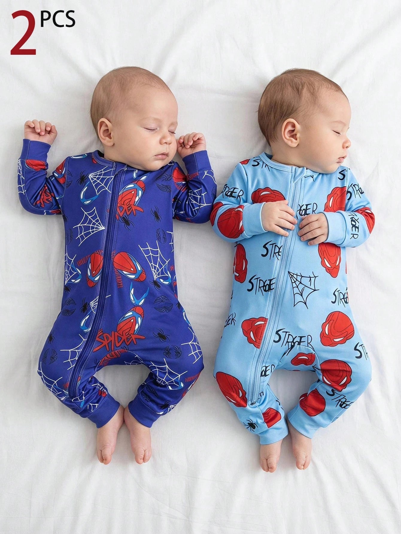 Baby Boy Autumn/Winter Knitted Fun Tech Robot Blue Colorblock 2-Piece Set, Fitted Crew Neck Zip-Up Long Sleeve Long Jumpsuit Loungewear