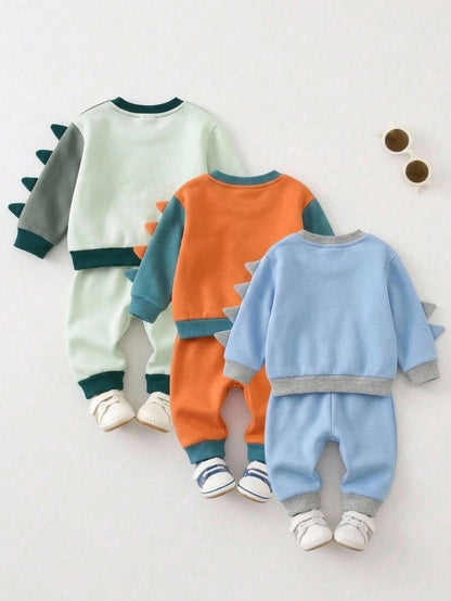 Baby Boy Cartoon Dinosaur Pattern Knitted Soft Crew Neck Long Sleeve Pullover Sweatshirt,Halloween Fall School Christmas