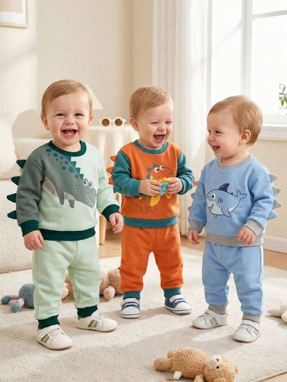 Baby Boy Cartoon Dinosaur Pattern Knitted Soft Crew Neck Long Sleeve Pullover Sweatshirt,Halloween Fall School Christmas