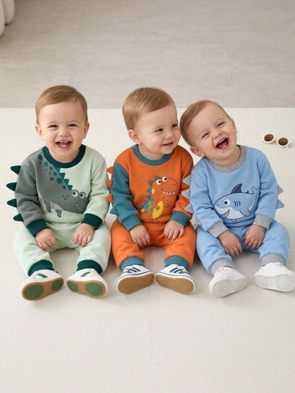 Baby Boy Cartoon Dinosaur Pattern Knitted Soft Crew Neck Long Sleeve Pullover Sweatshirt,Halloween Fall School Christmas