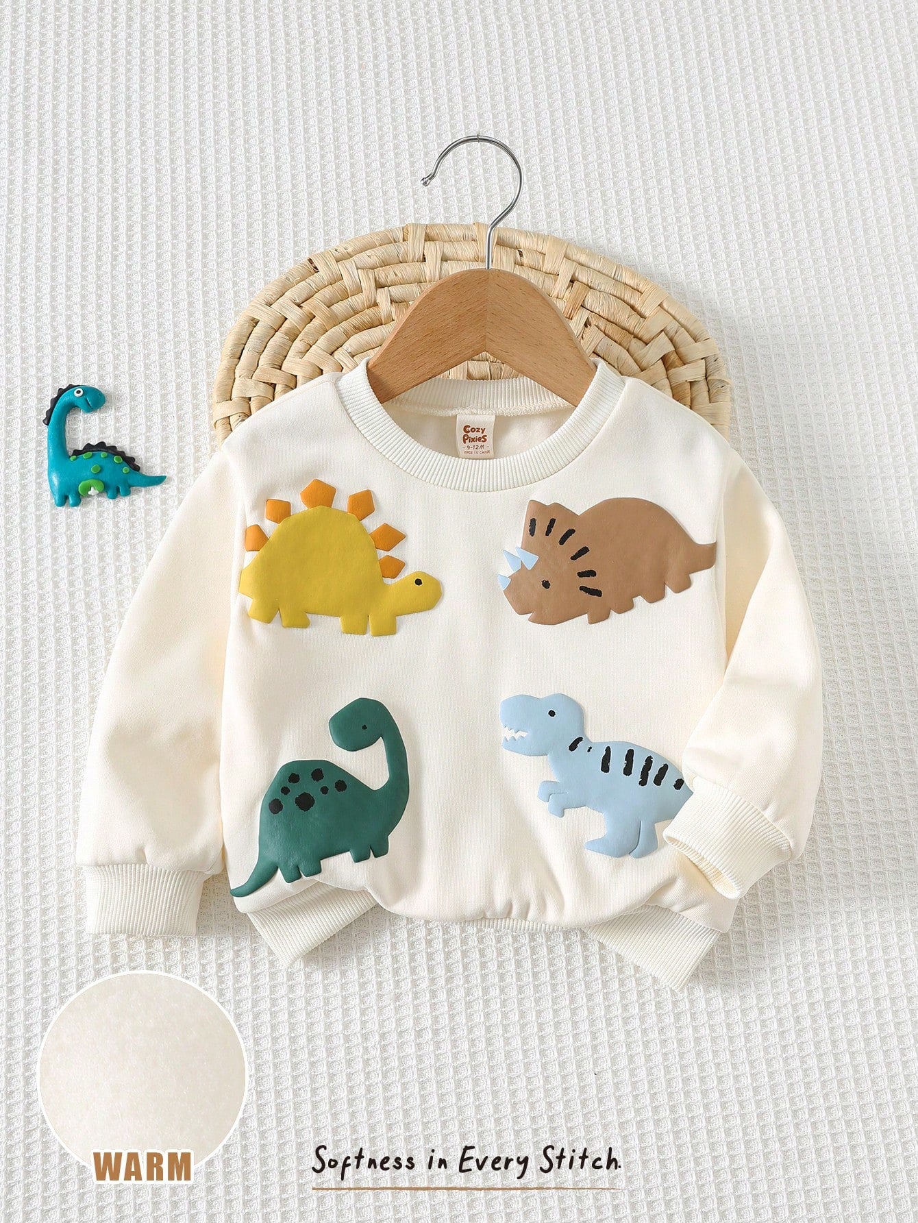 Baby Boy Cartoon Dinosaur Pattern Knitted Soft Crew Neck Long Sleeve Pullover Sweatshirt,Halloween Fall School Christmas