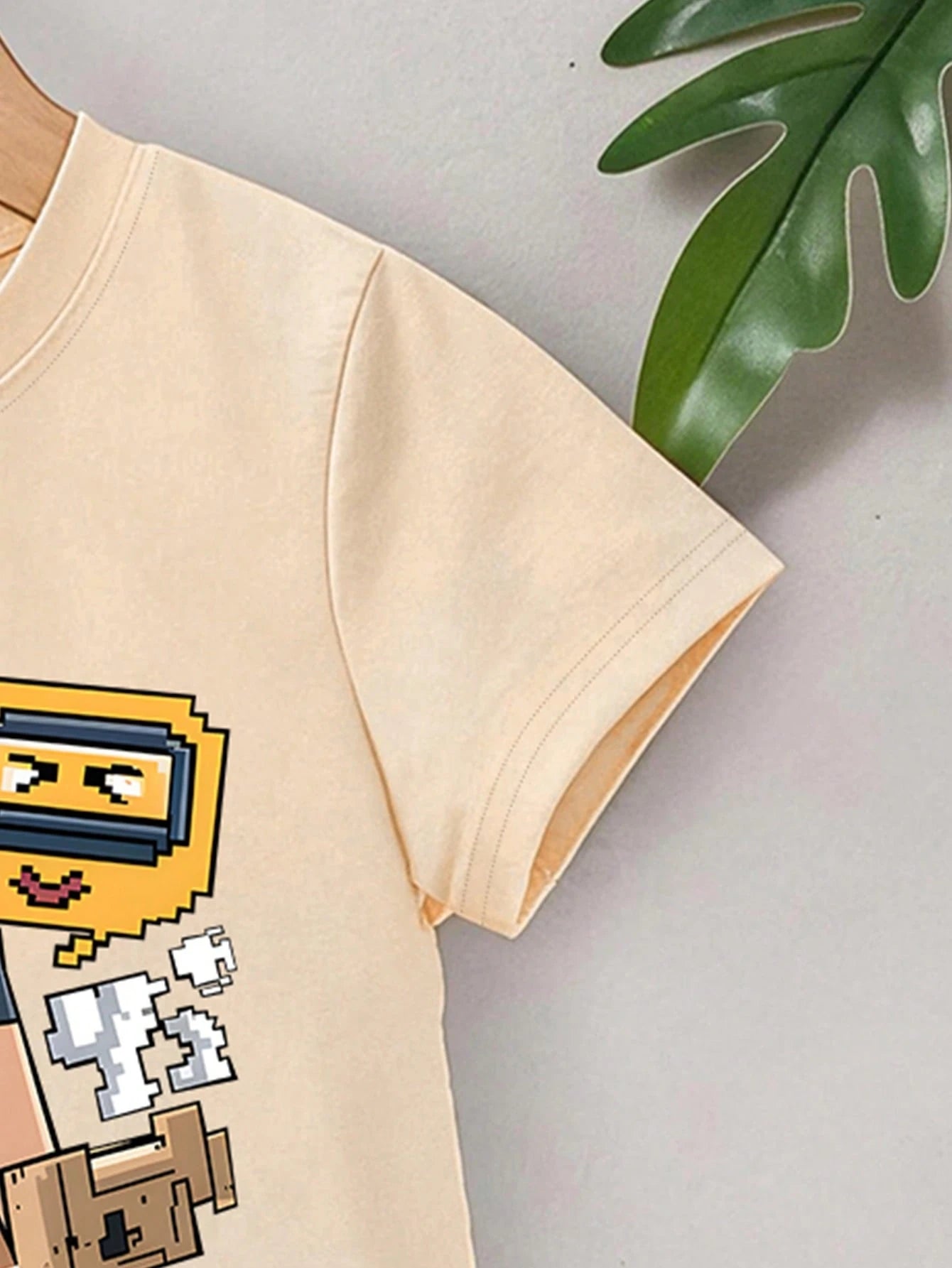 Baby Boy Cartoon Game Character Print Crew Neck T-Shirt And Shorts Set, Summer Fashion Comfortable New Style