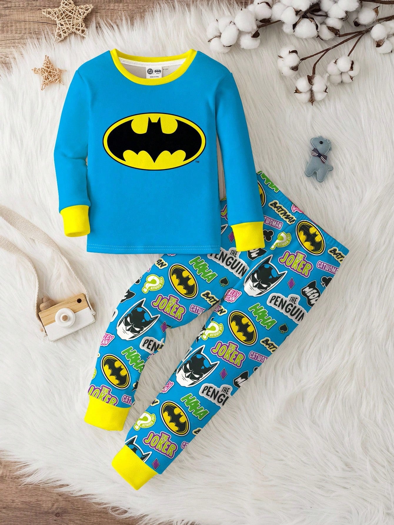 Baby Boy Casual Minimalist Slim Fit Round Neck Comfortable Long Sleeve Long Pants Loungewear Suitable For Spring And Summer, Snug Fit, Classic Cute Yellow Duck Print