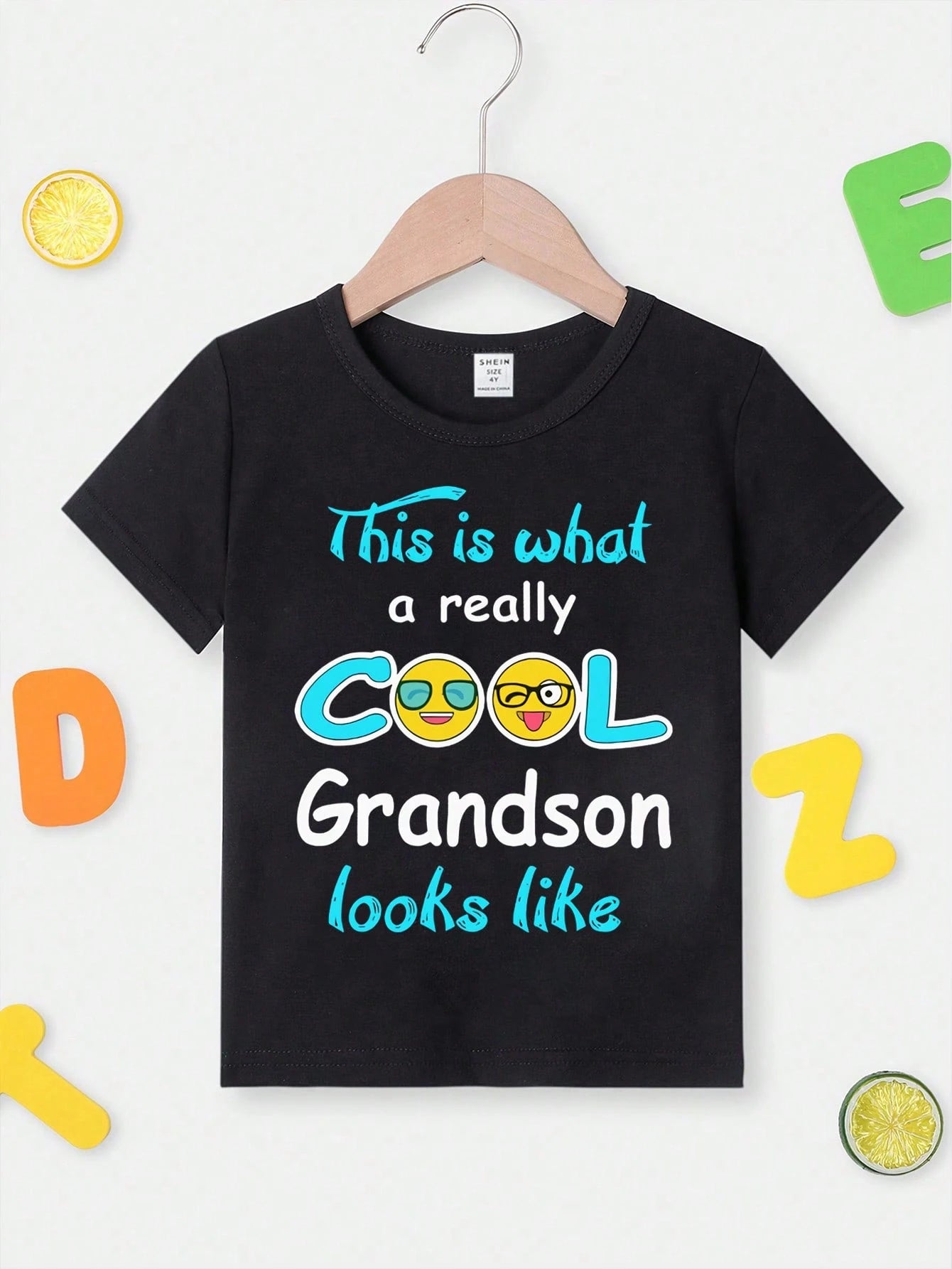 Baby Boy Casual Stylish Cartoon Cute Ghost Face & Funny Slogan Print Short Sleeve T-Shirt