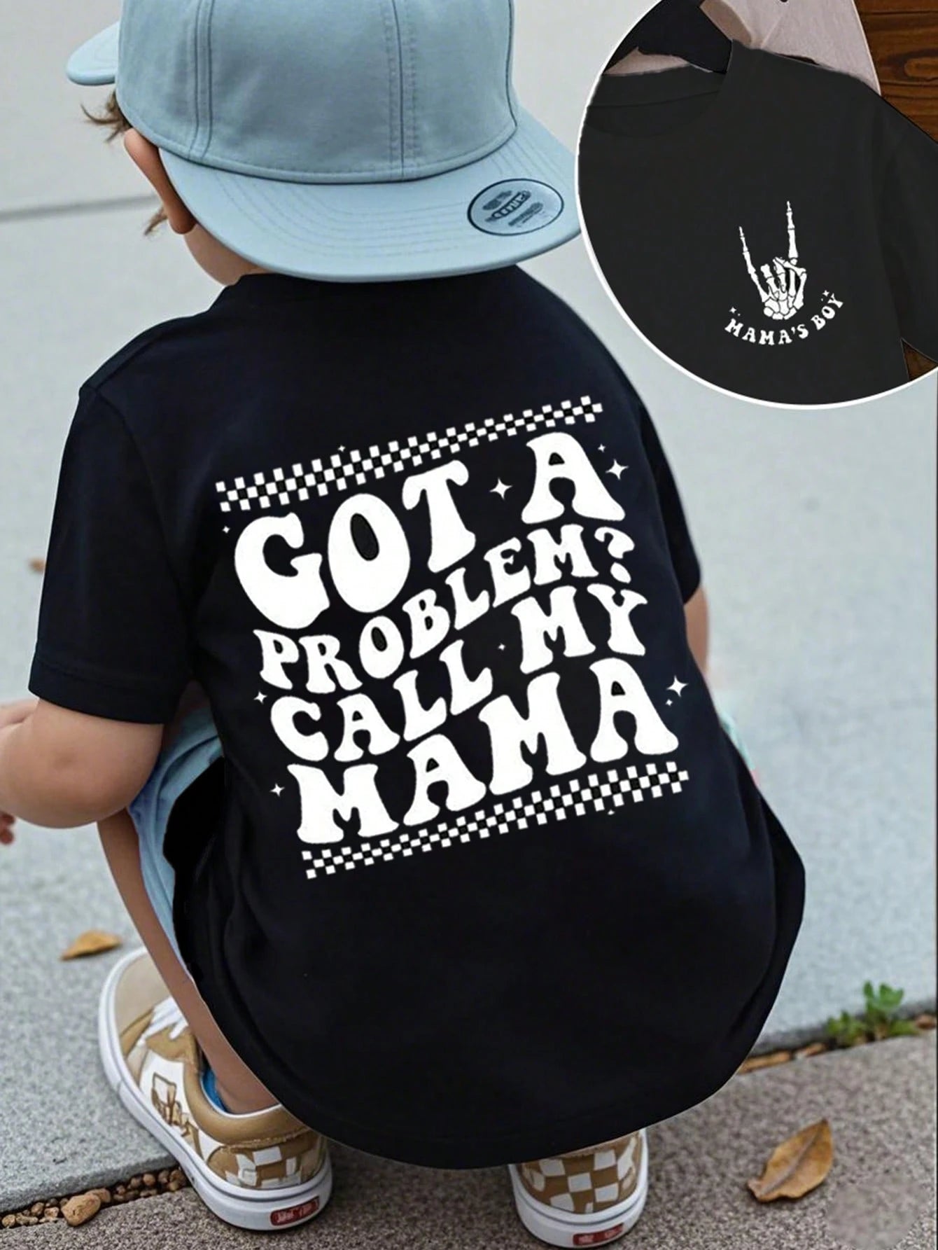 Baby Boy Casual Stylish Cartoon Cute Ghost Face & Funny Slogan Print Short Sleeve T-Shirt