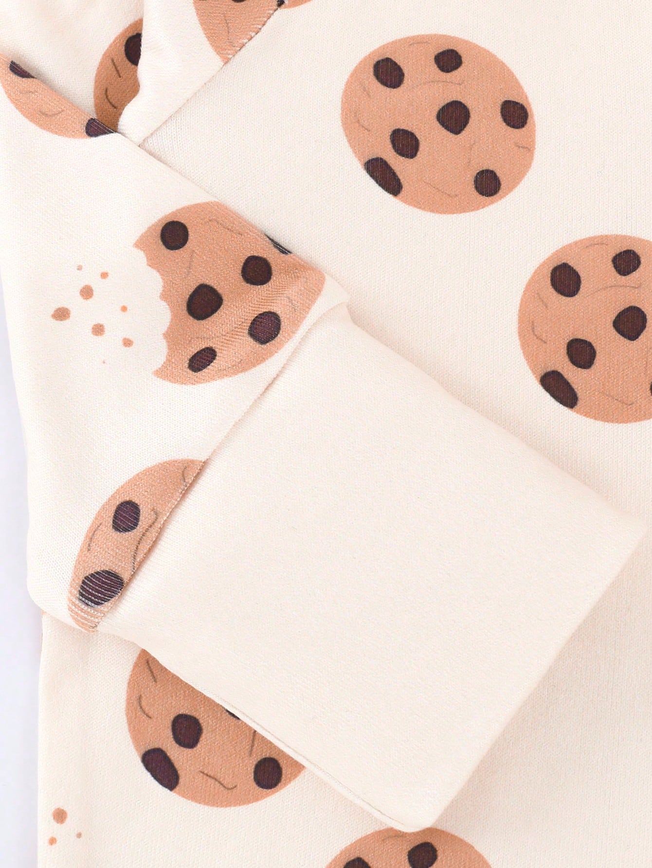 Baby Boy Cookie Print Double-Sided Zipper Long Sleeve Jumpsuit Pajamas Night Beige Autumn Cute Kawaii