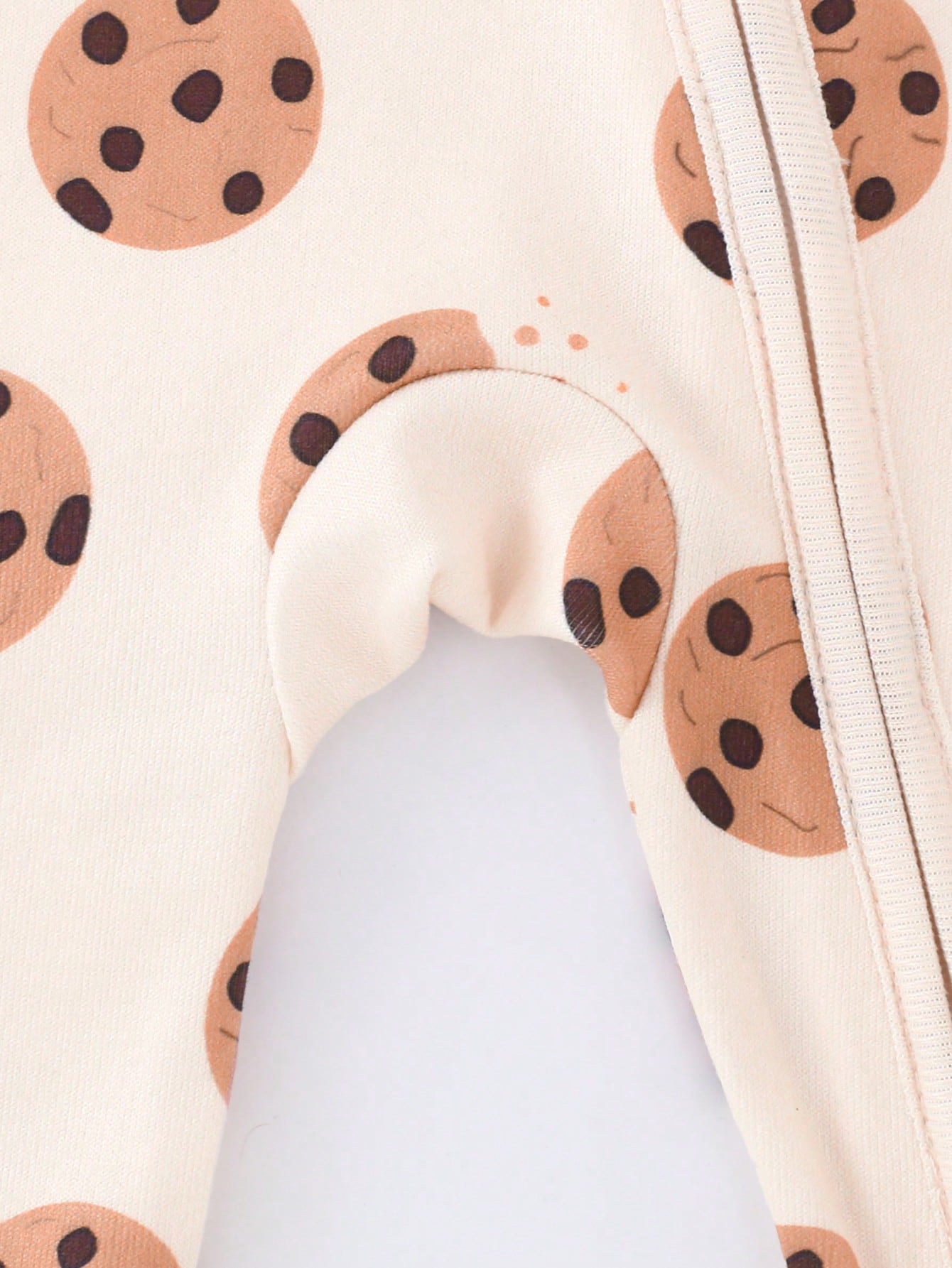 Baby Boy Cookie Print Double-Sided Zipper Long Sleeve Jumpsuit Pajamas Night Beige Autumn Cute Kawaii