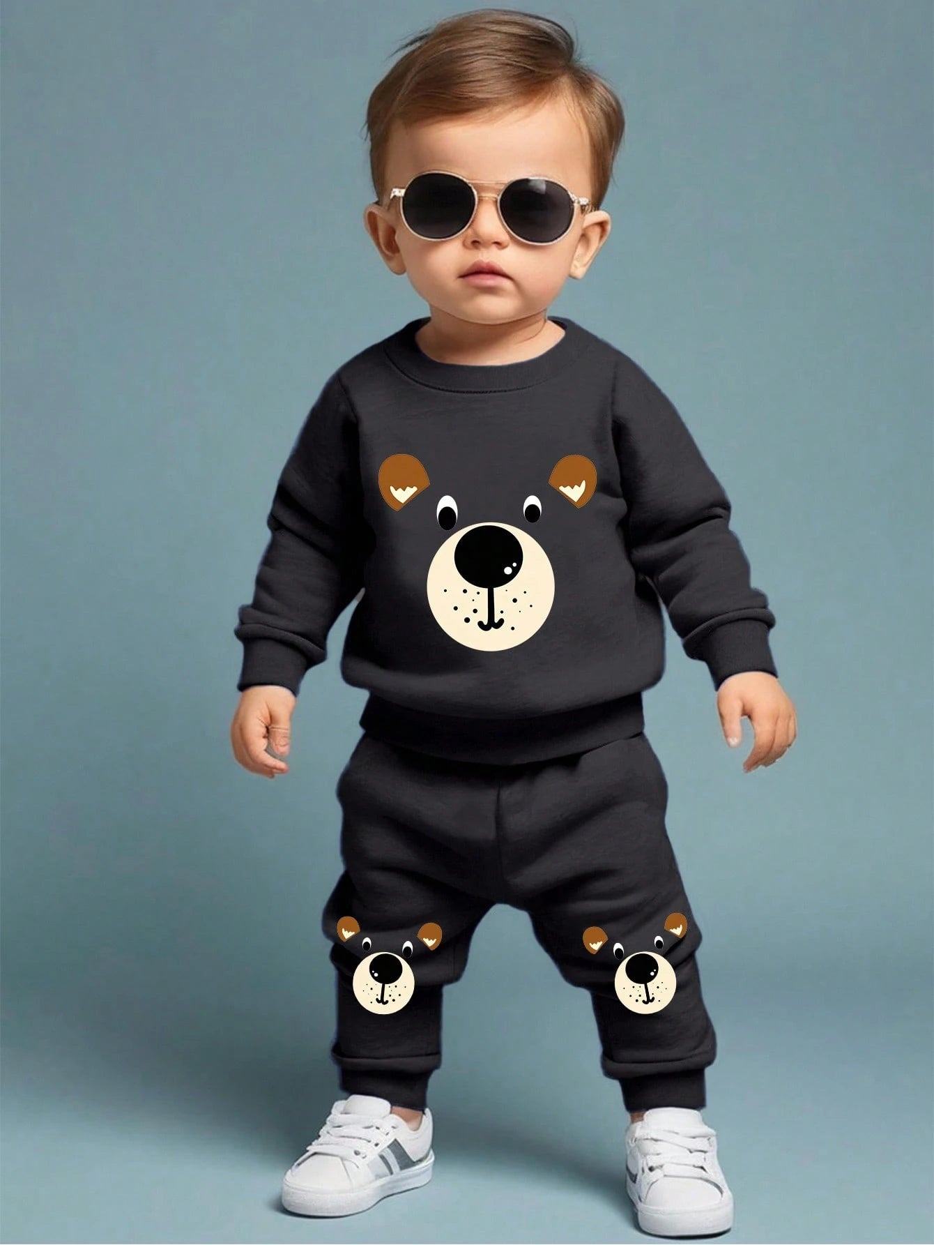 Baby Boy Crew Neck Long Sleeve Printed Casual Top And Trousers Set
