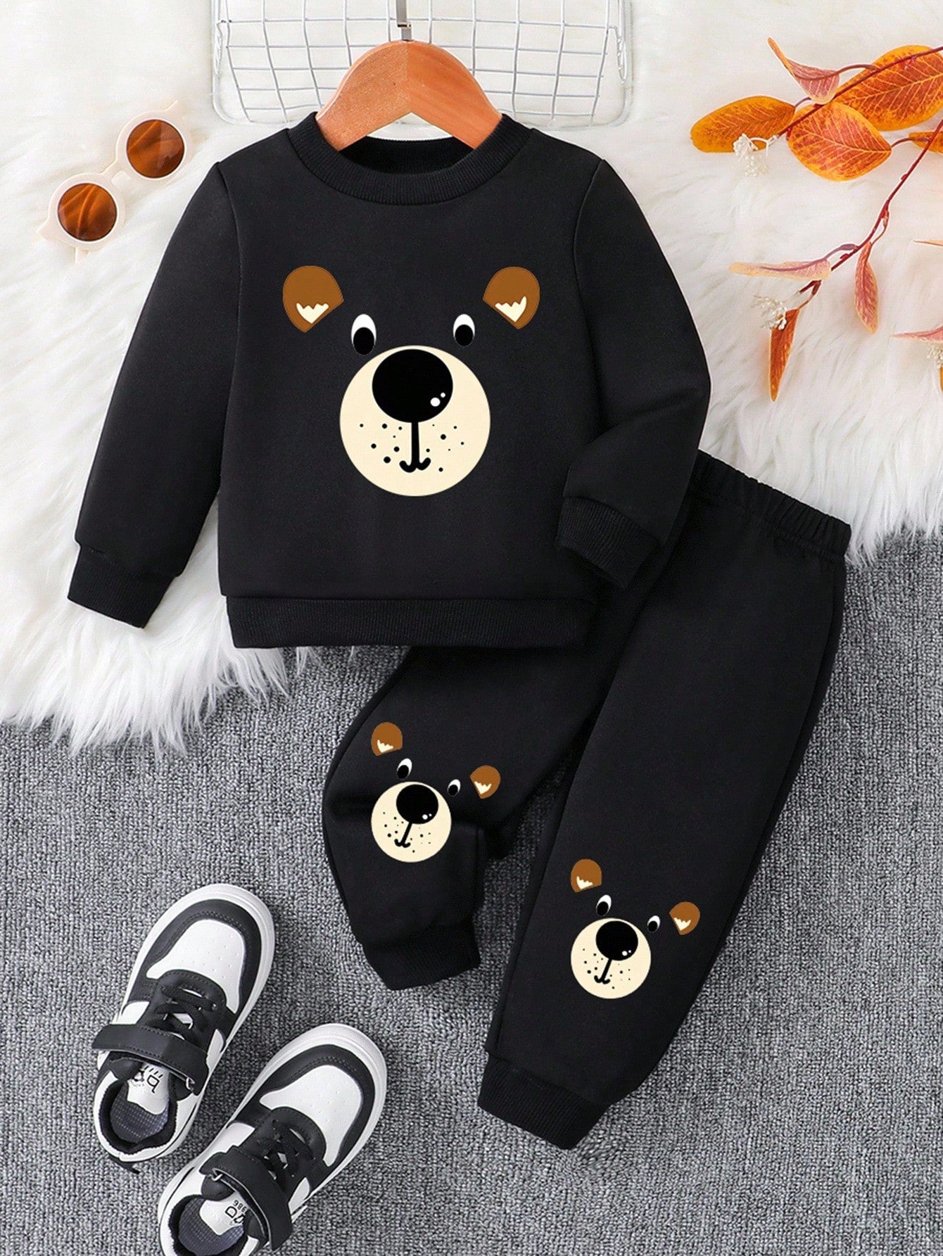 Baby Boy Crew Neck Long Sleeve Printed Casual Top And Trousers Set