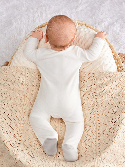 Baby Boy Cute Animal Pattern Round Neck Long Sleeve Autumn Winter Jumpsuit Neutral