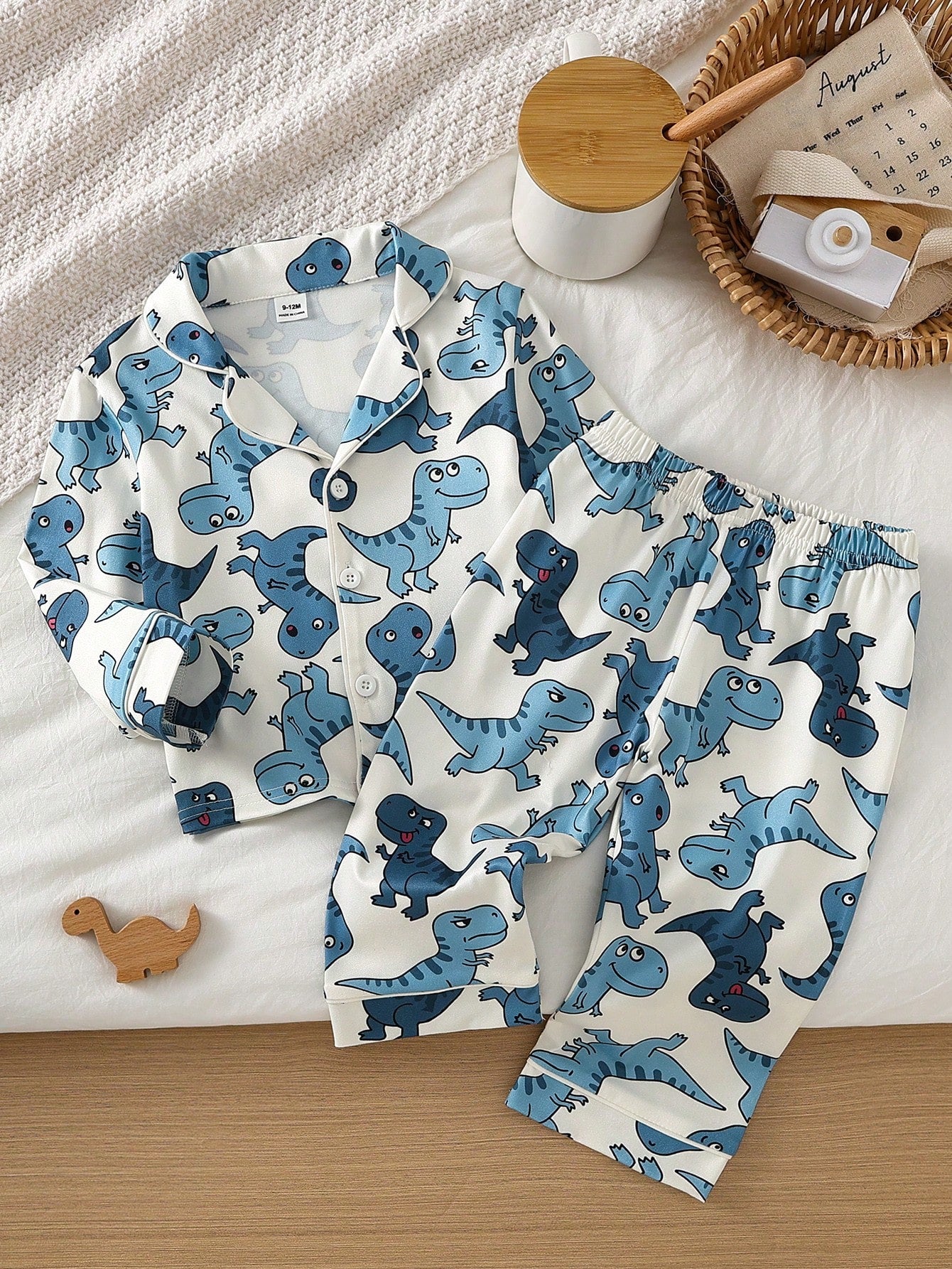 Baby Boy Cute Casual Daily Minimalist Comfortable Light Apricot Cartoon Bear Open Front Long Sleeve Top And Pants 2 Pieces Loungewear Set