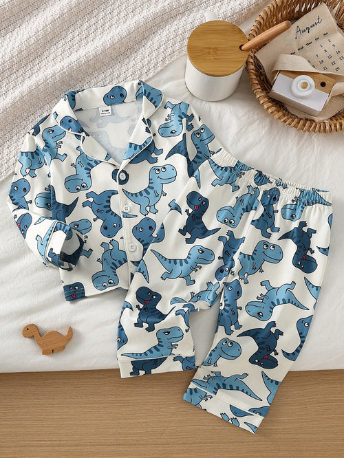 Baby Boy Cute Casual Daily Minimalist Comfortable Light Apricot Cartoon Bear Open Front Long Sleeve Top And Pants 2 Pieces Loungewear Set