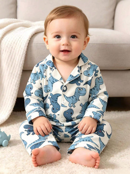 Baby Boy Cute Casual Daily Minimalist Comfortable Light Apricot Cartoon Bear Open Front Long Sleeve Top And Pants 2 Pieces Loungewear Set