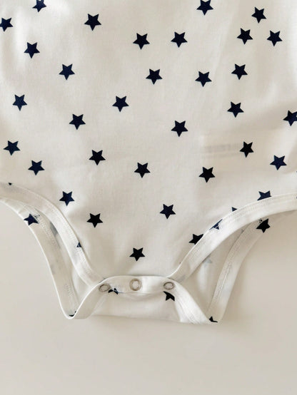 Baby Boy Multi-Piece Striped & Star Pattern Short Sleeve Romper 6-Piece Set (Rompers And Pants Sold Separately)