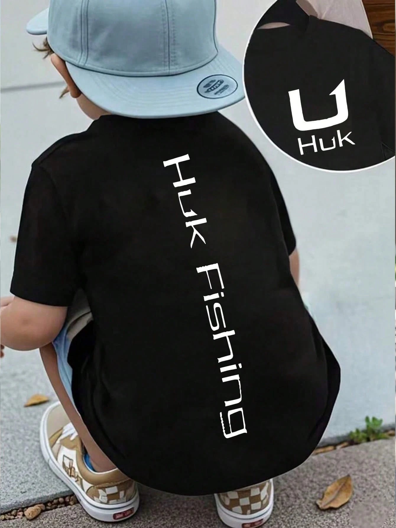 Baby Boy Short Sleeved Loose Round Neck T-Shirt With Huk Tools Of The Trade Fishing Gear Printed Pattern Suitable For Summer Wear