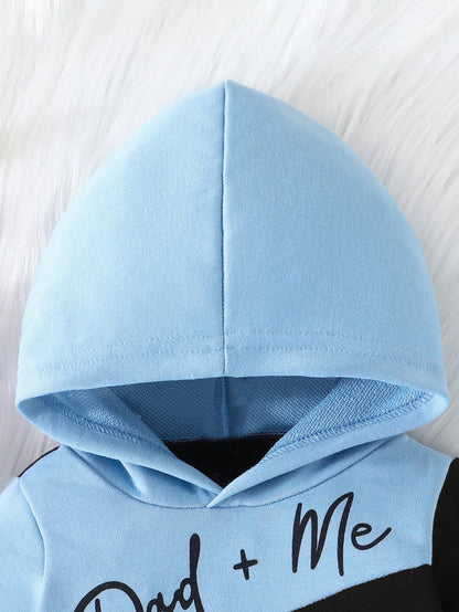 Baby Boy Simple Letter Pattern Colorblock Thin Hooded Romper Jumpsuit