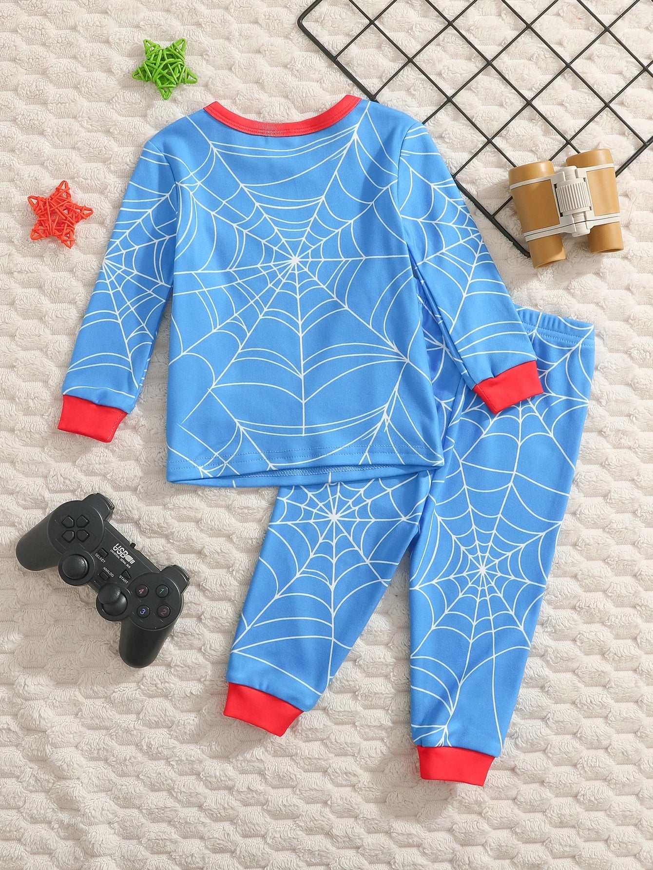 Baby Boy Snug Fit Pajama Cartoon Pattern Crew Neck Long Sleeve Pullover Top Elastic Waist Long Pants Tight 2 Pieces Set,Halloween Fall School