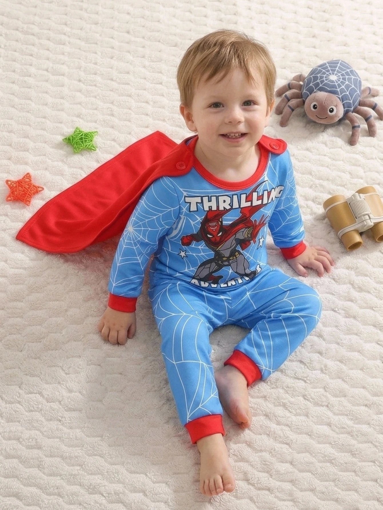 Baby Boy Snug Fit Pajama Cartoon Pattern Crew Neck Long Sleeve Pullover Top Elastic Waist Long Pants Tight 2 Pieces Set,Halloween Fall School